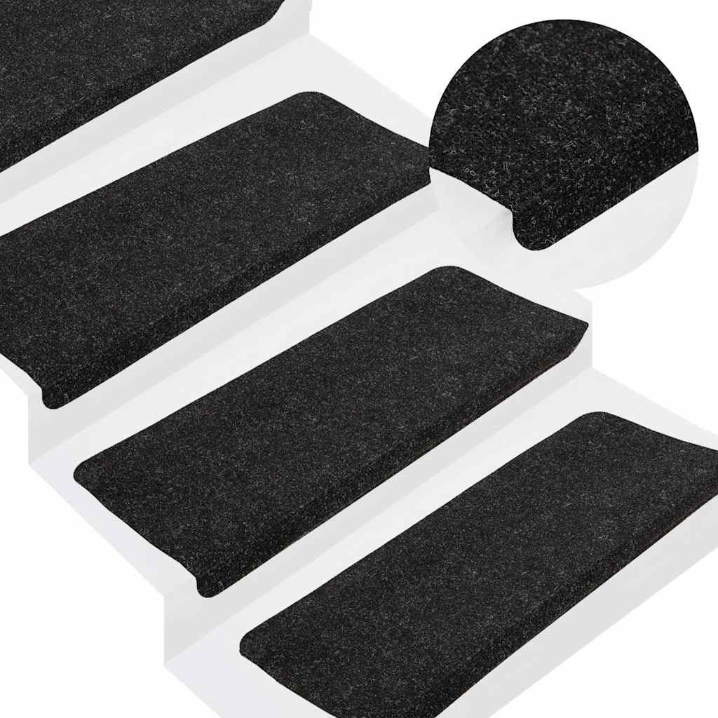 Marches d'escalier auto-adhésives 15 pcs. 65x24,5x3,5 cm Anthracite