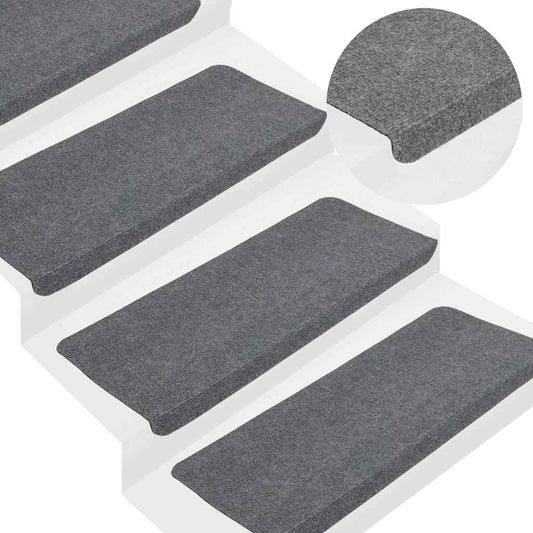 Stair Treads Self-Adhesive 15 pcs. 65x24.5x3.5 cm Grey