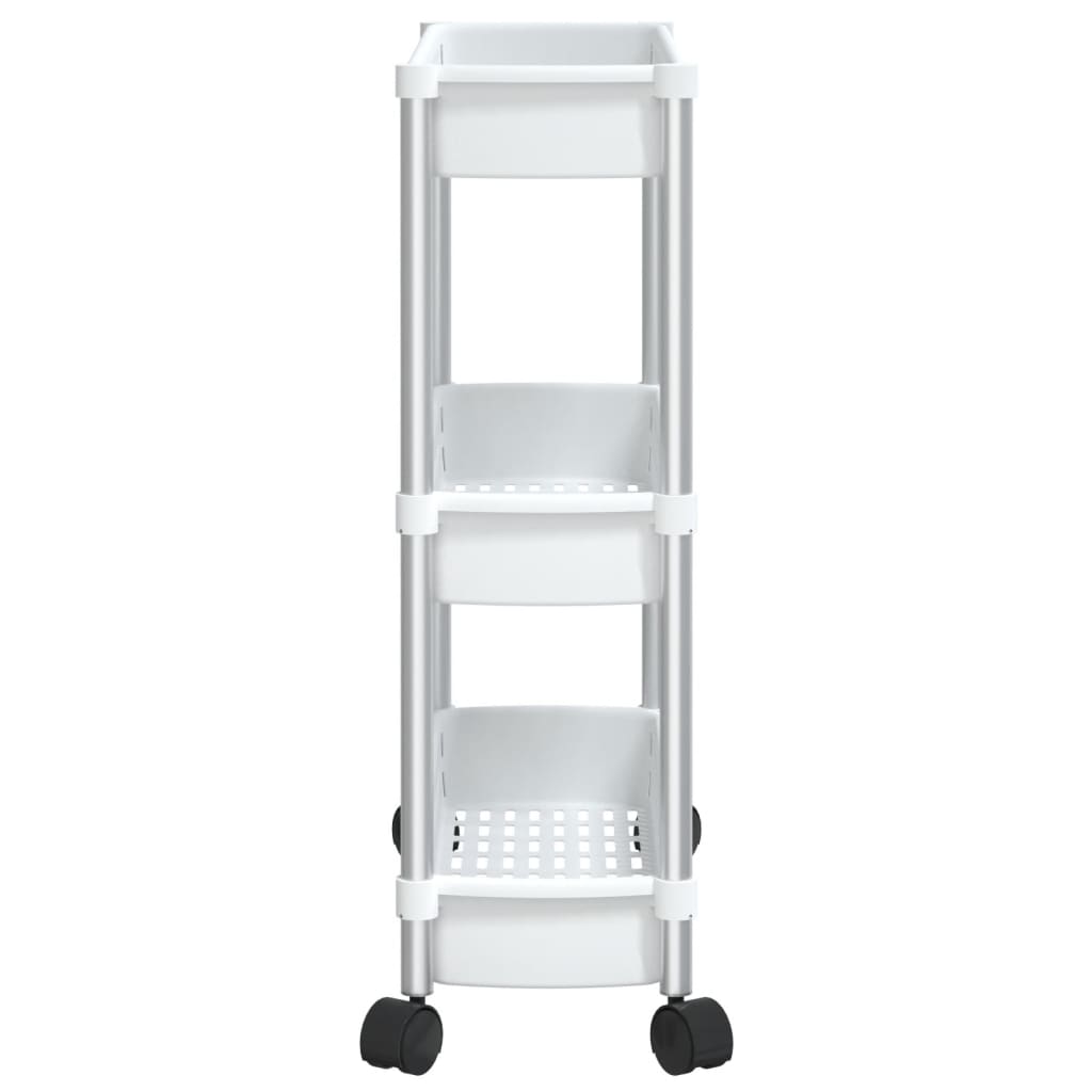 Chariot de rangement 3 niveaux Argent et Blanc Aluminium