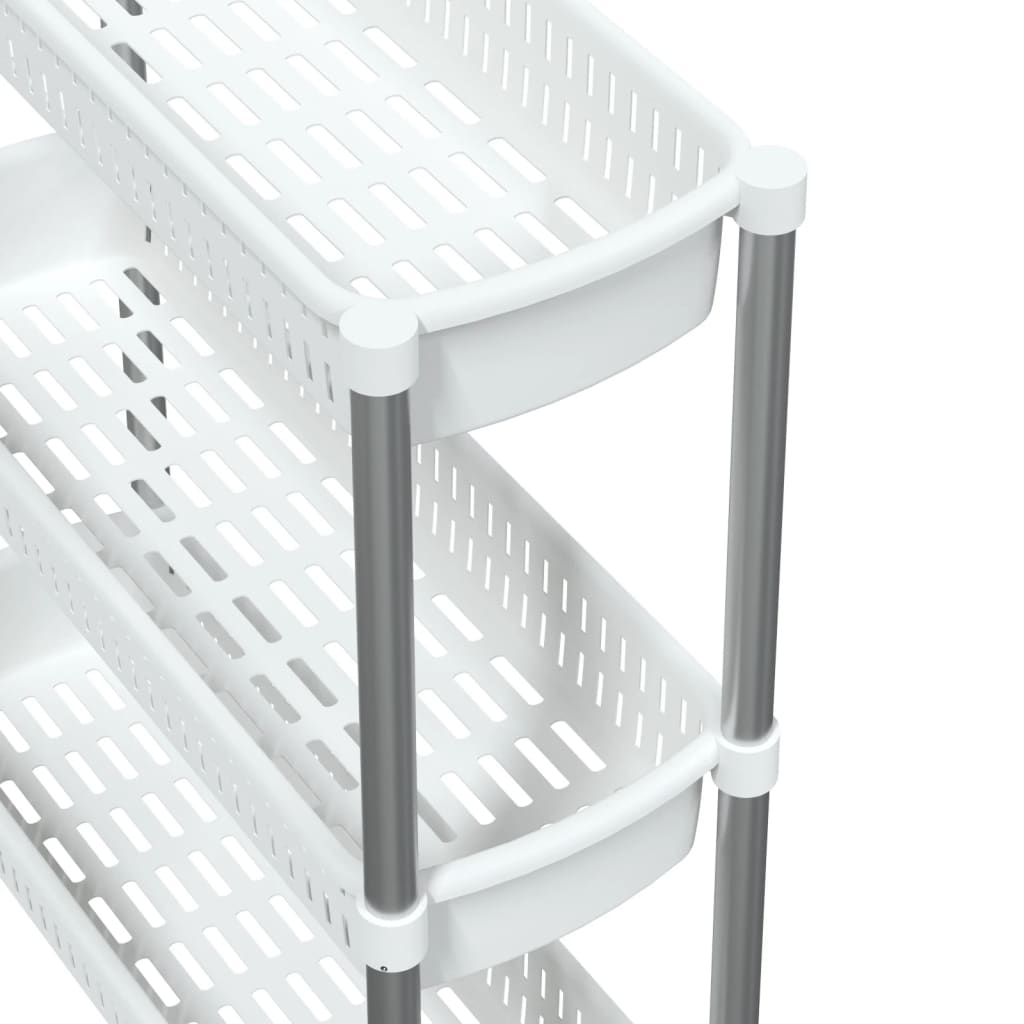 Chariot de rangement 3 niveaux Argent et Blanc Aluminium