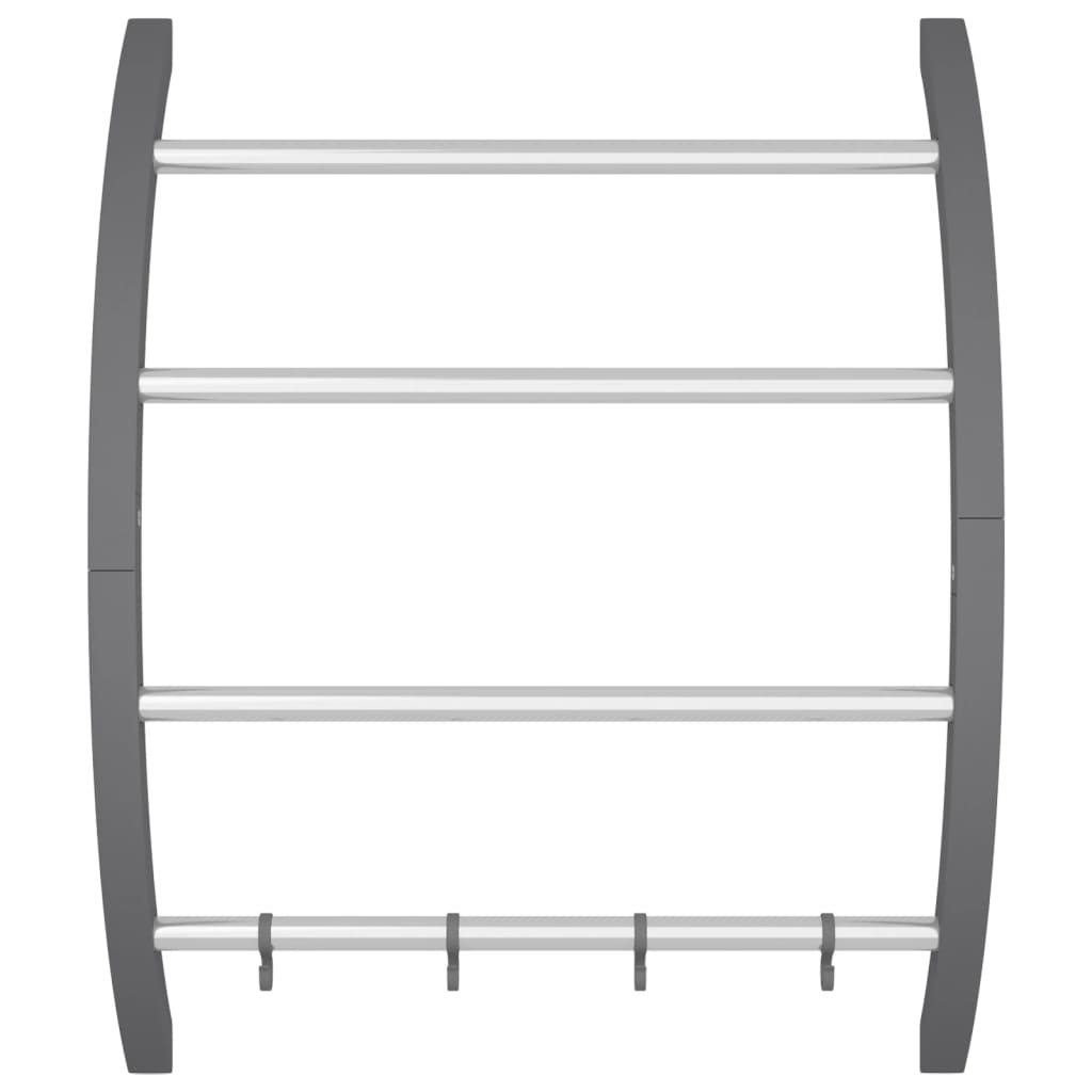 Towel Rack with Hooks Silver 56x16x72 cm Aluminum
