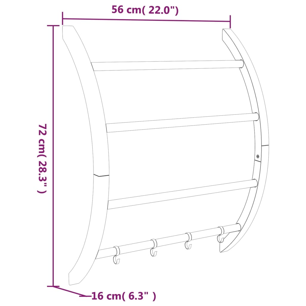 Towel Rack with Hooks Silver 56x16x72 cm Aluminum