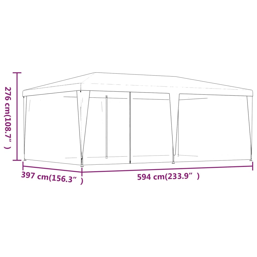 Partyzelt mit 6 Mesh-Seitenwänden Grün 6x4 m HDPE