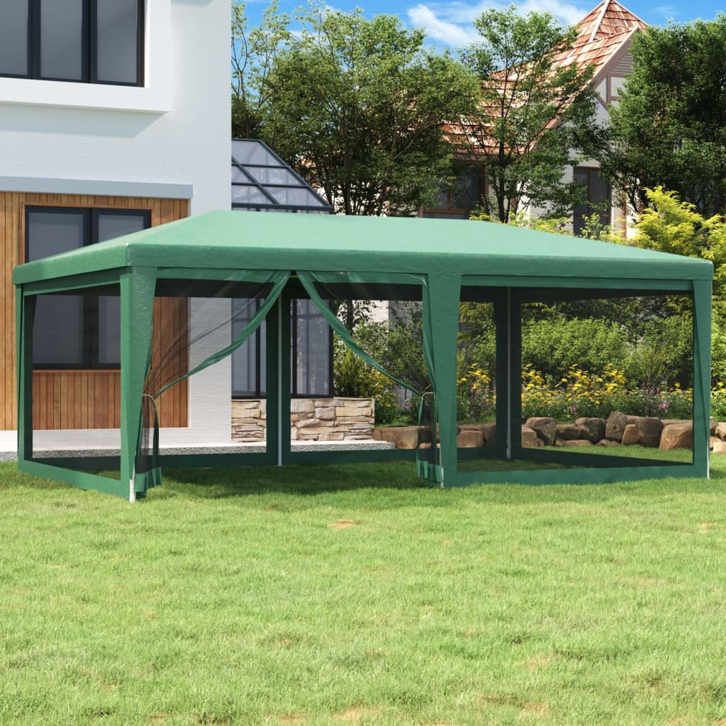 Partyzelt mit 6 Mesh-Seitenwänden Grün 6x4 m HDPE