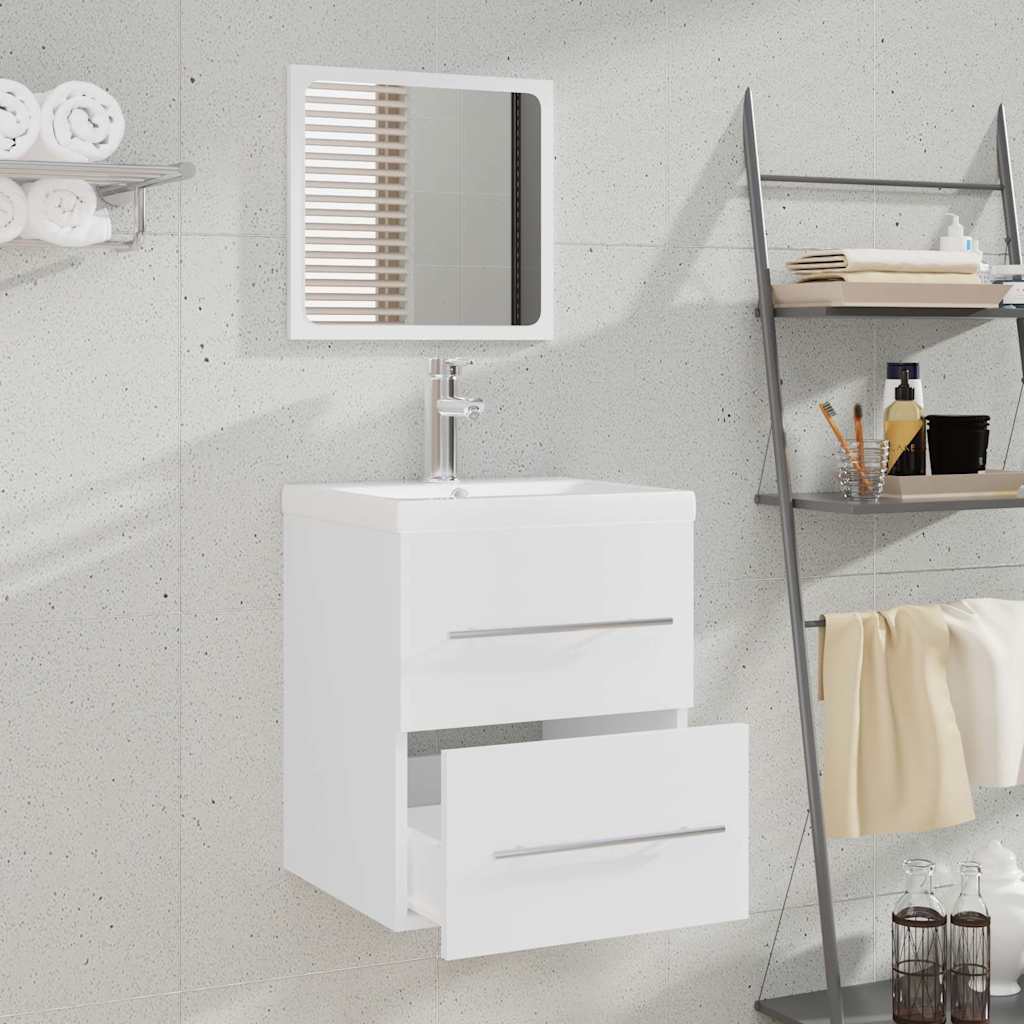 Badschrank mit Spiegel Weiß 41x38,5x48 cm
