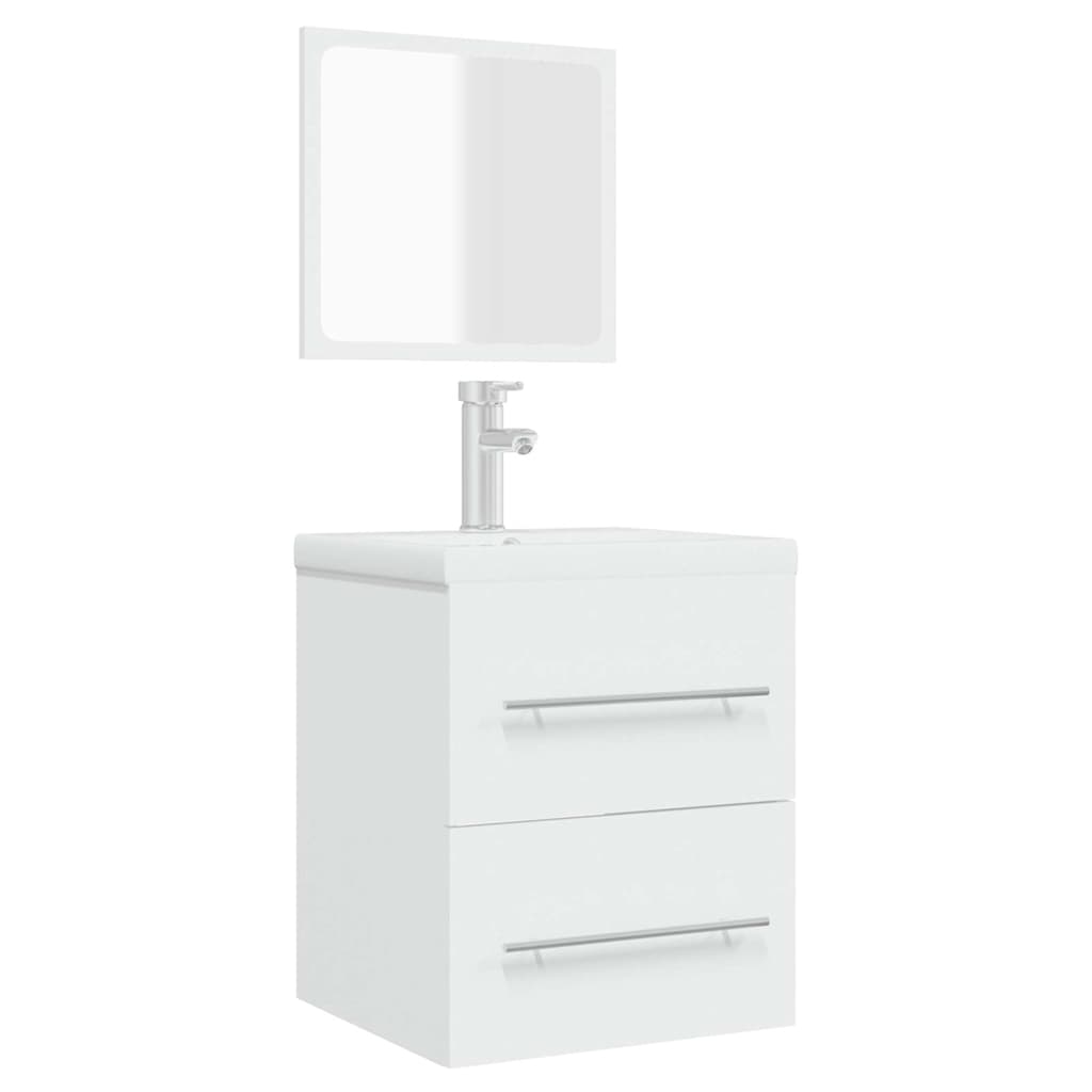 Badschrank mit Spiegel Weiß 41x38,5x48 cm