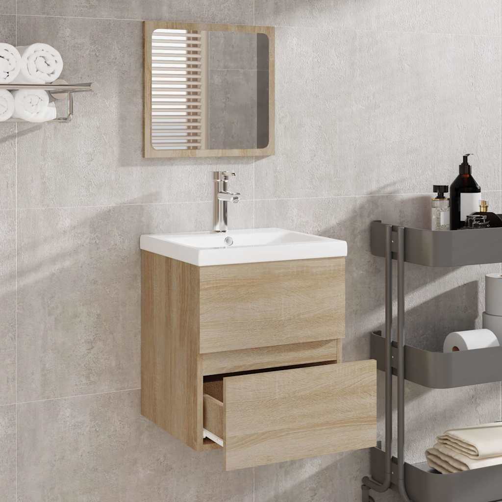 Badschrank mit Spiegel Sonoma-Eiche Holzwerkstoff
