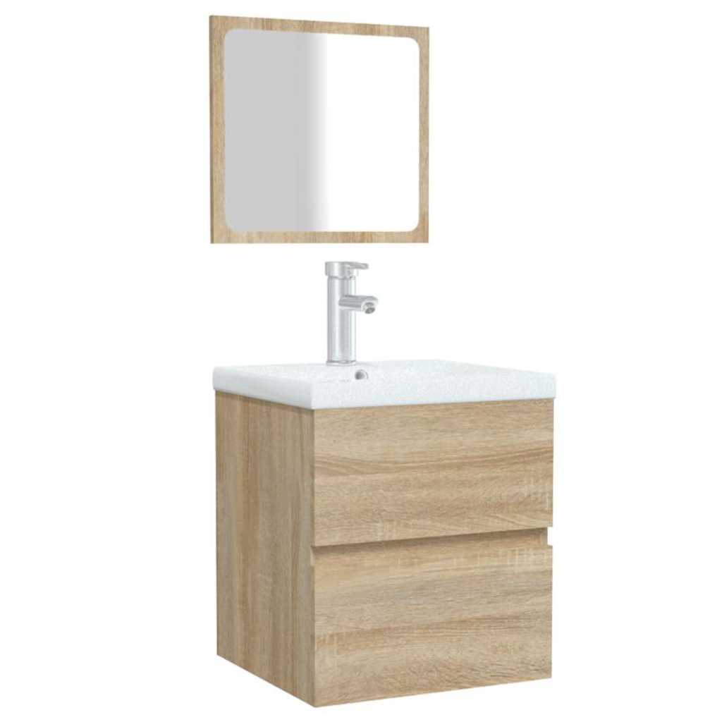 Badschrank mit Spiegel Sonoma-Eiche Holzwerkstoff