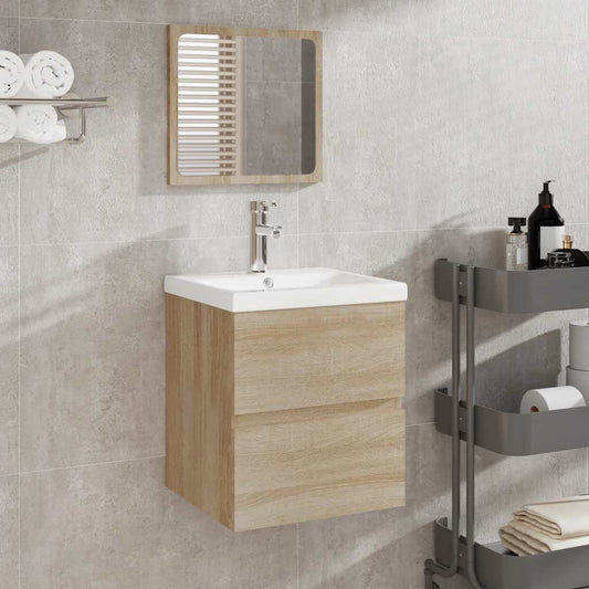 Badschrank mit Spiegel Sonoma-Eiche Holzwerkstoff
