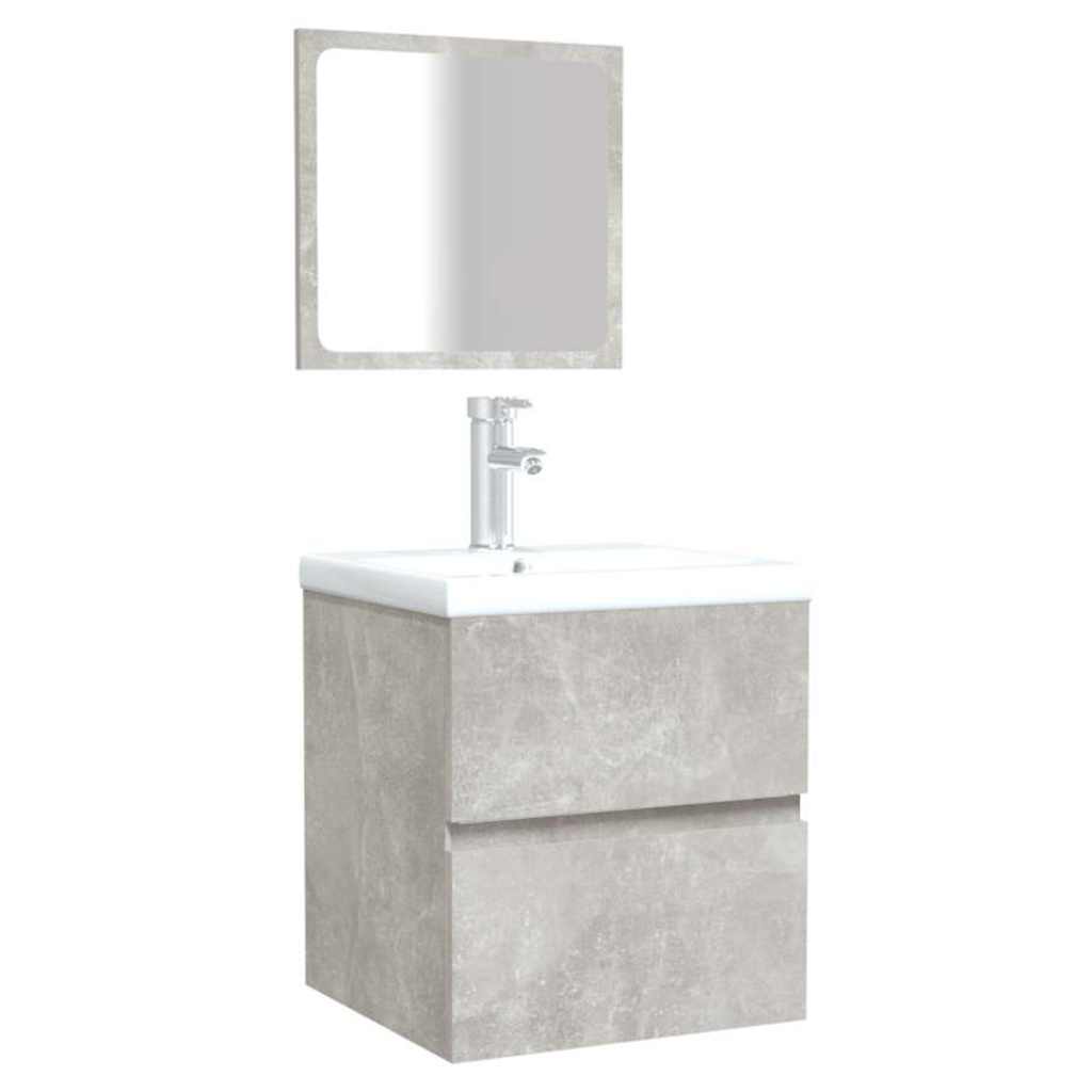 Badschrank mit Spiegel Betongrau Holzwerkstoff