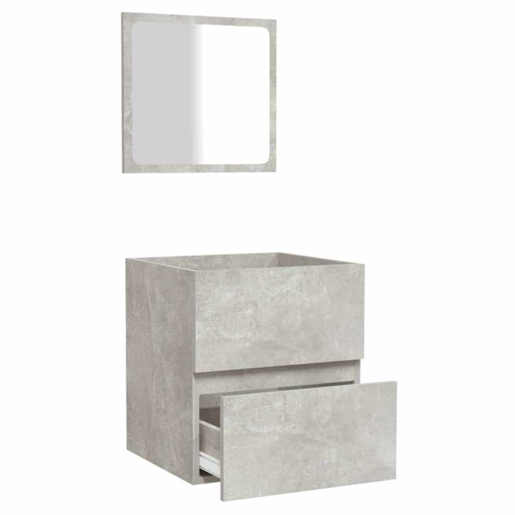 Badschrank mit Spiegel Betongrau Holzwerkstoff