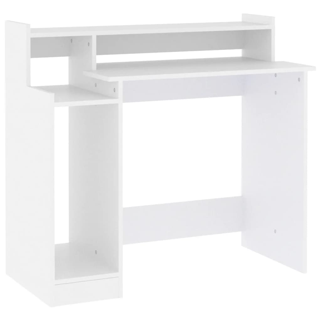 Desk with LED lights White 97x45x90 cm Engineered Wood