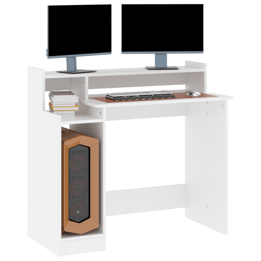 Desk with LED lights White 97x45x90 cm Engineered Wood