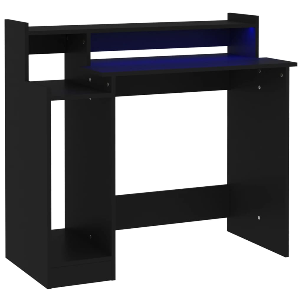 Desk with LEDs Black 97x45x90 cm Engineered Wood