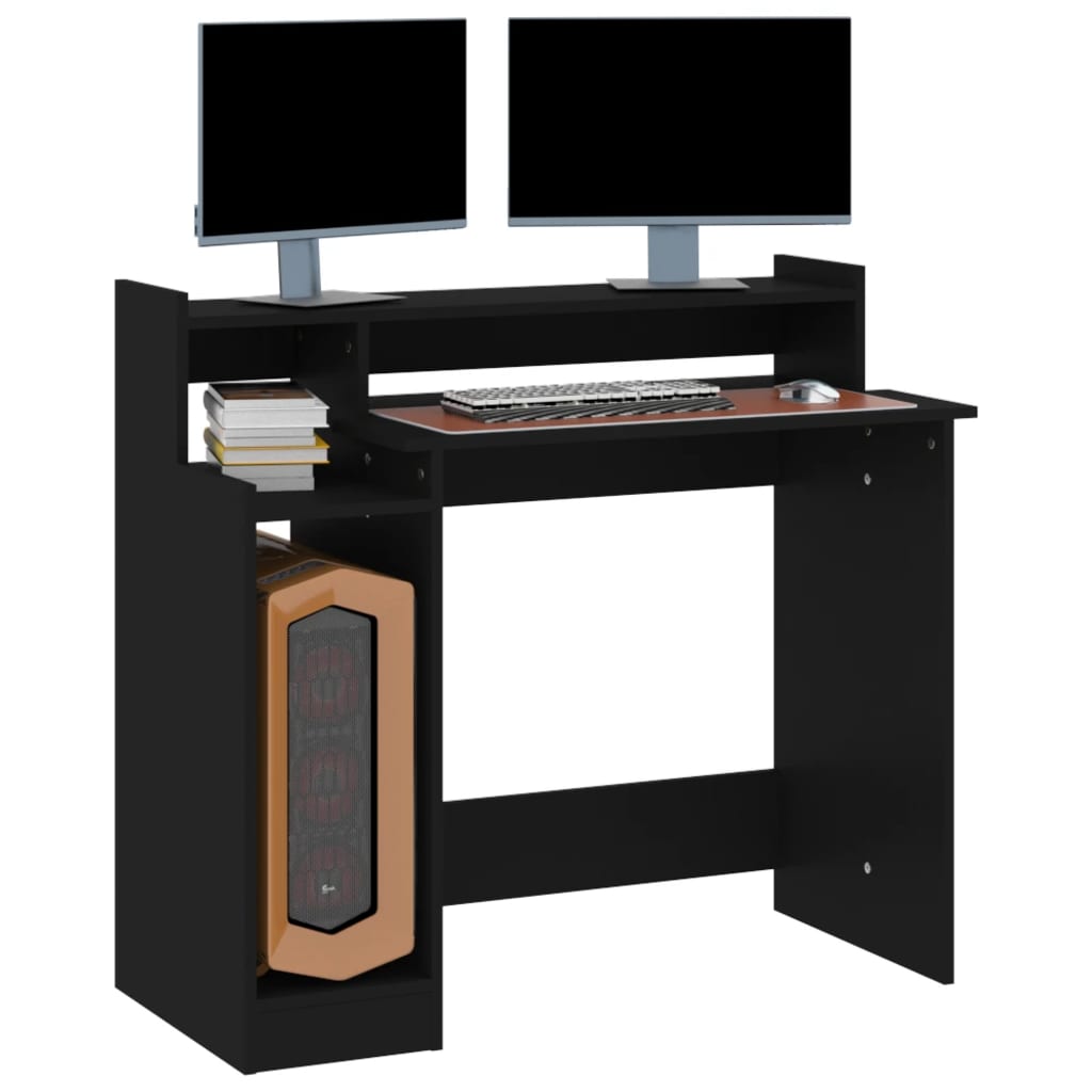 Desk with LEDs Black 97x45x90 cm Engineered Wood