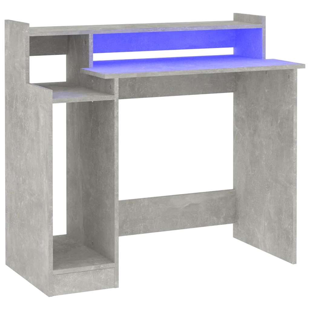 Desk with LEDs Concrete Grey 97x45x90 cm Engineered Wood