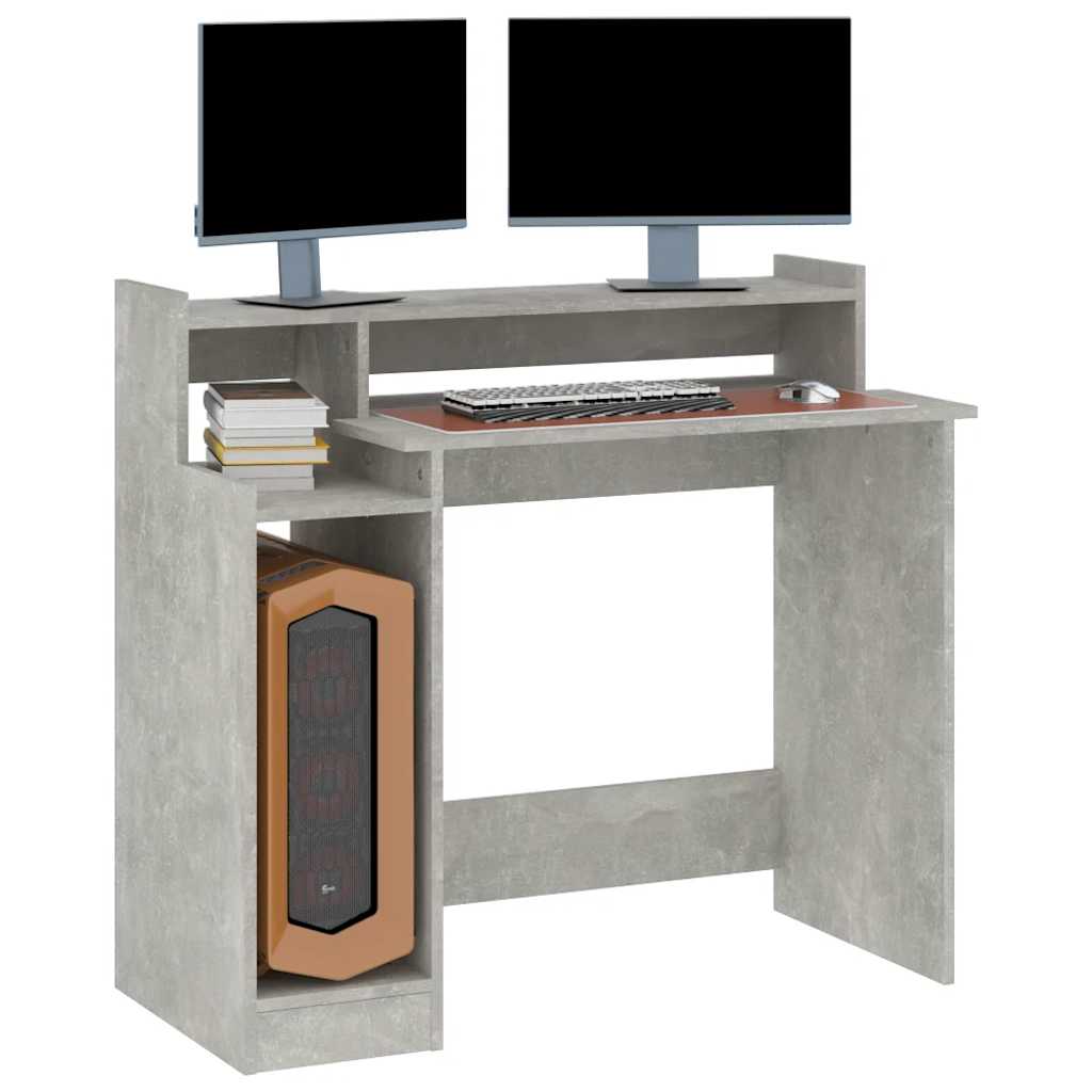 Desk with LEDs Concrete Grey 97x45x90 cm Engineered Wood