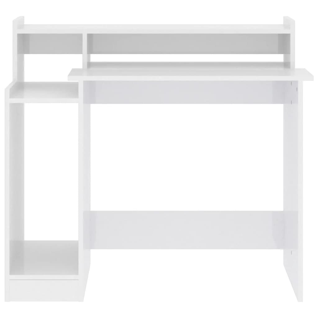 High-Gloss White Desk with LEDs 97x45x90 cm Engineered Wood