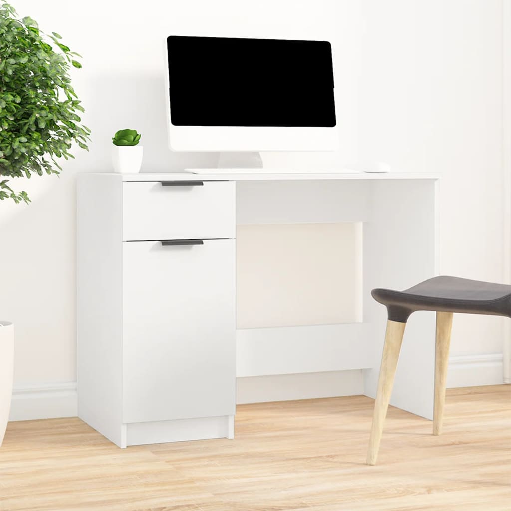 Bureau blanc 100x50x75 cm en panneaux de particules