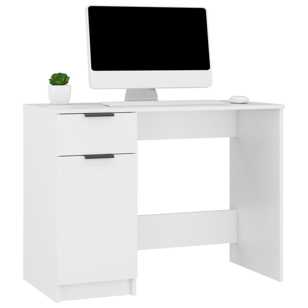 Bureau blanc 100x50x75 cm en panneaux de particules