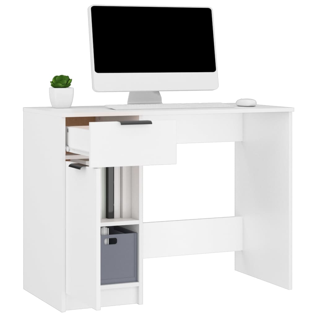 Bureau blanc 100x50x75 cm en panneaux de particules