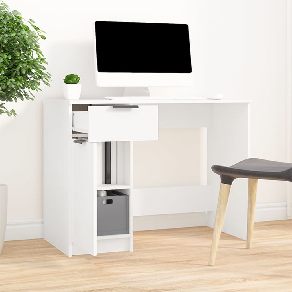 Bureau blanc 100x50x75 cm en panneaux de particules