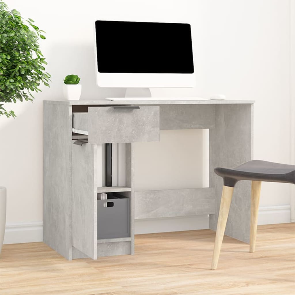 Bureau gris béton 100x50x75 cm panneau de particules
