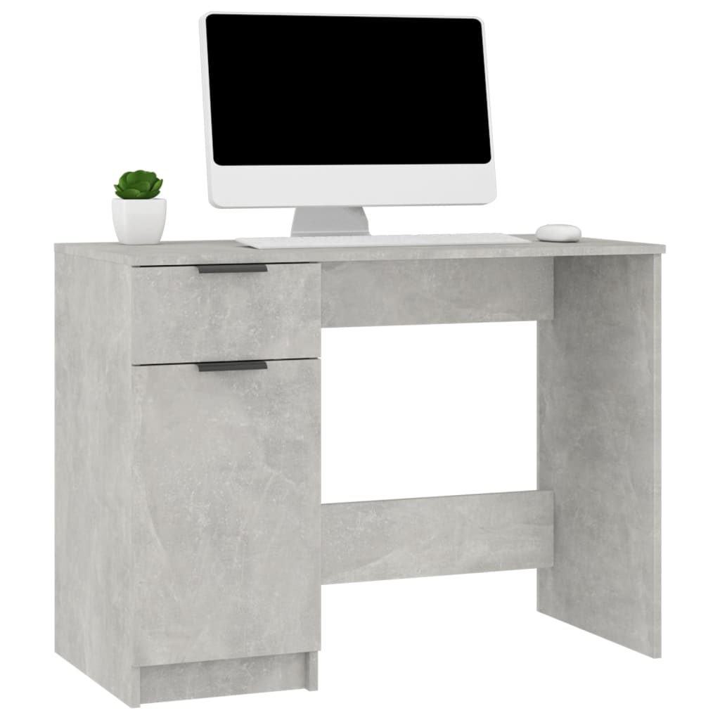 Bureau gris béton 100x50x75 cm panneau de particules