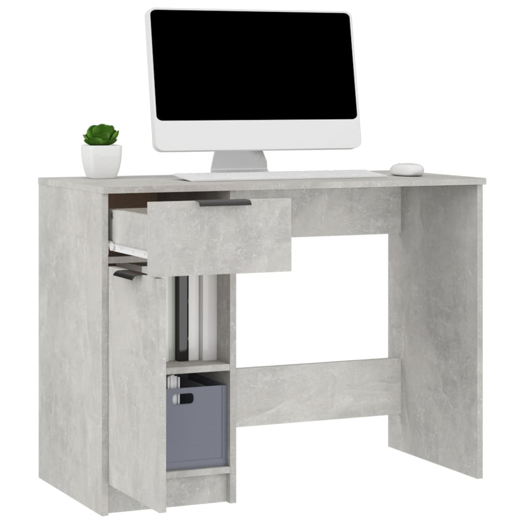 Bureau gris béton 100x50x75 cm panneau de particules