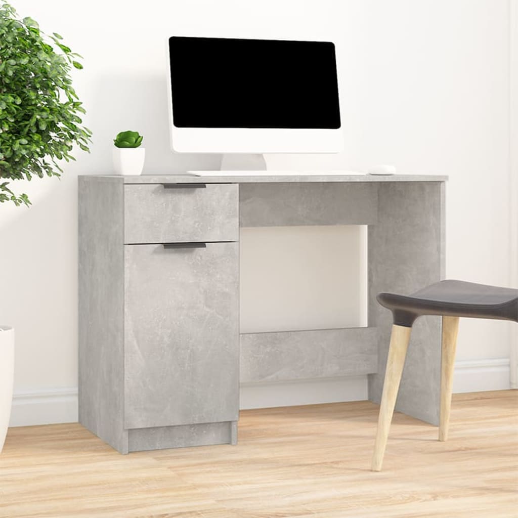 Bureau gris béton 100x50x75 cm panneau de particules