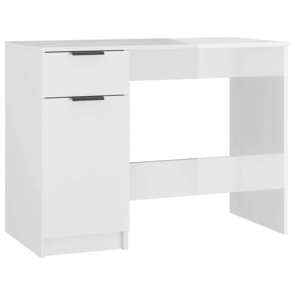 Desk High-Gloss White 100x50x75 cm Engineered Wood