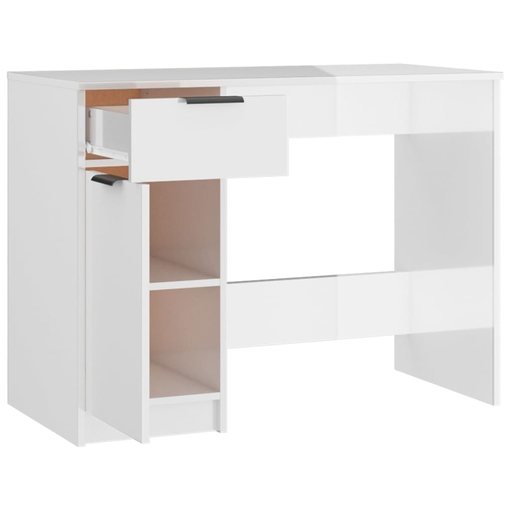 Desk High-Gloss White 100x50x75 cm Engineered Wood