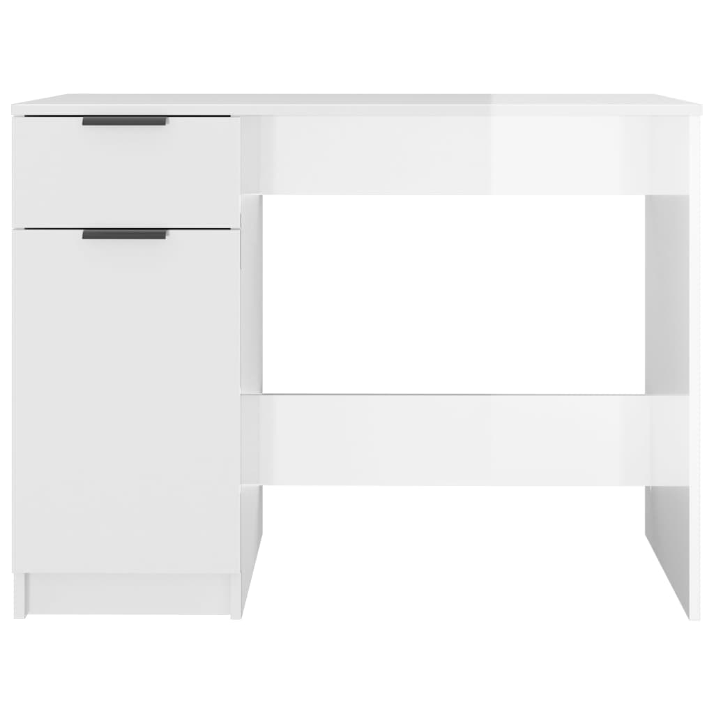 Desk High-Gloss White 100x50x75 cm Engineered Wood
