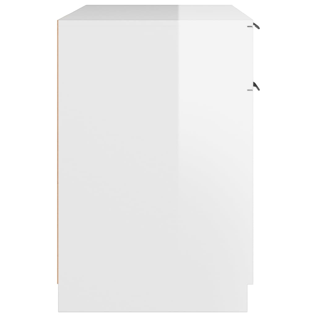 Desk High-Gloss White 100x50x75 cm Engineered Wood
