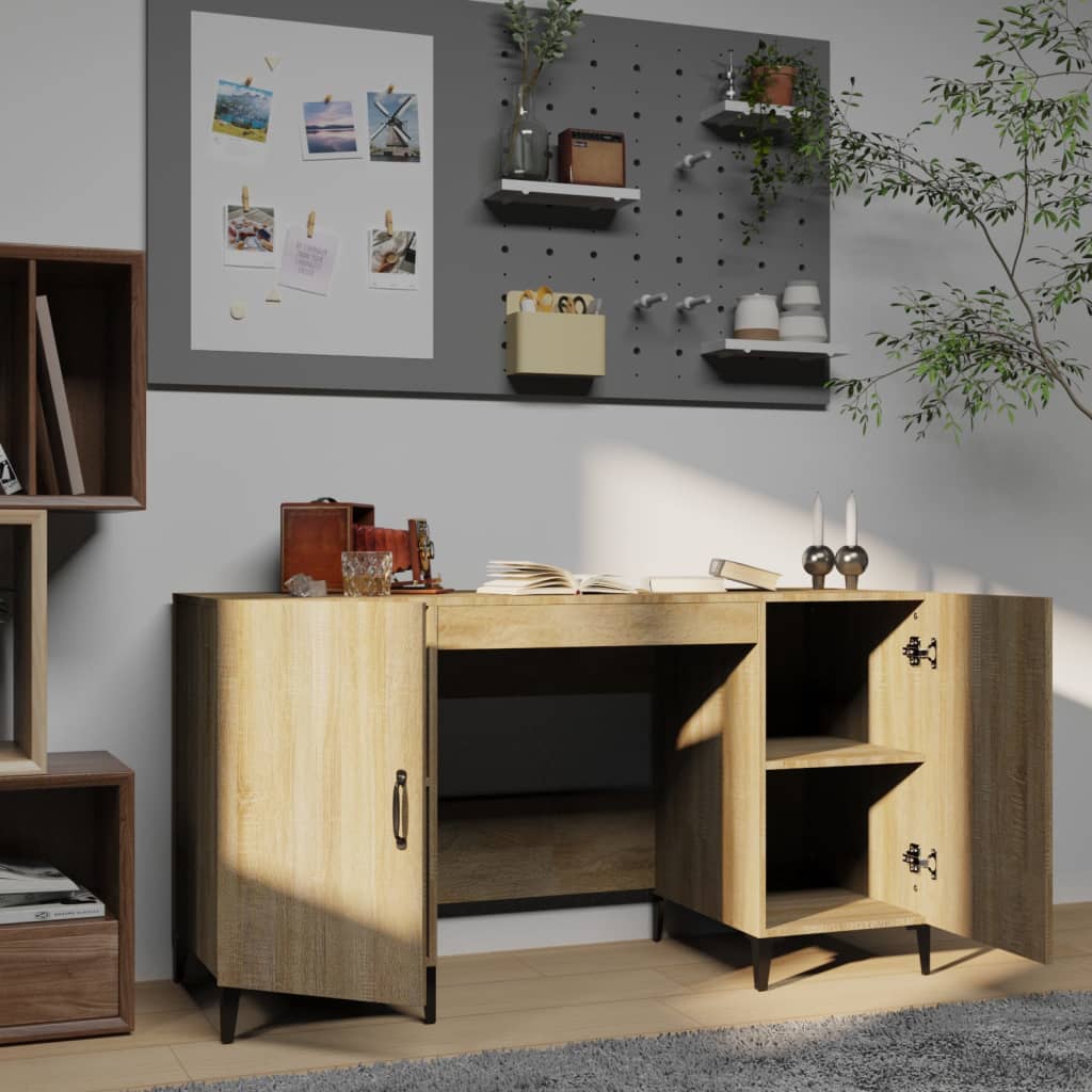 Bureau chêne Sonoma 140x50x75 cm en bois d'ingénierie
