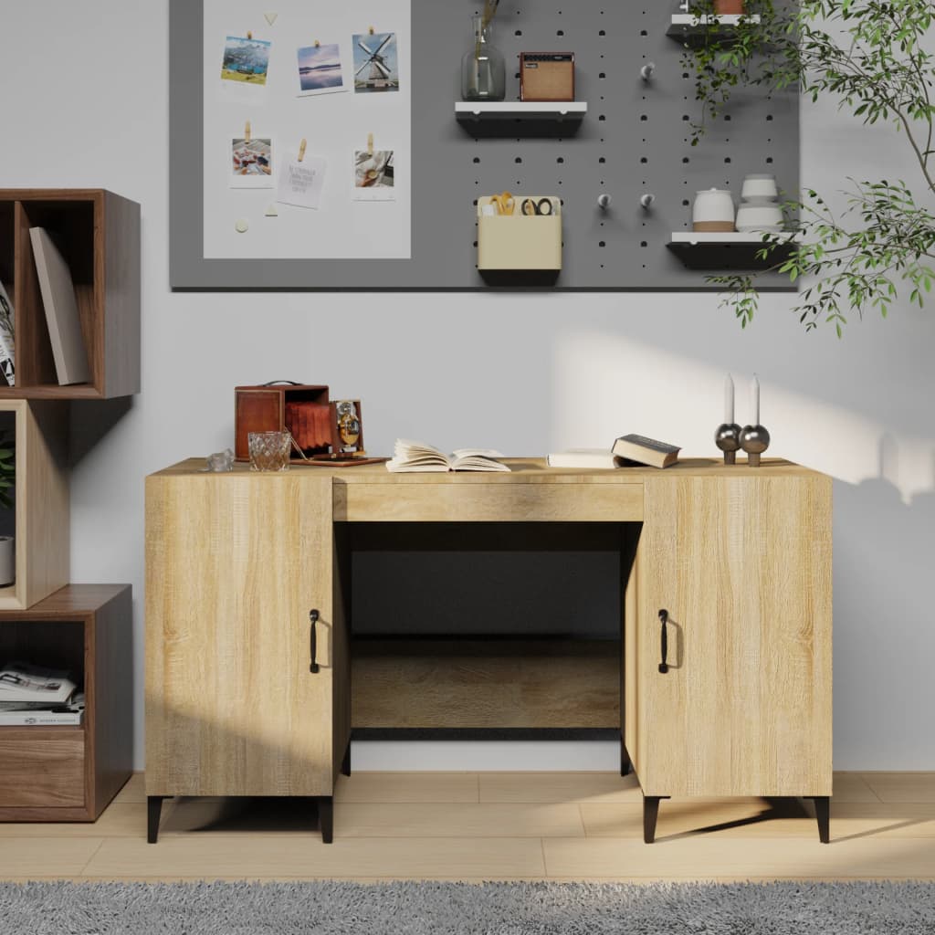 Bureau chêne Sonoma 140x50x75 cm en bois d'ingénierie