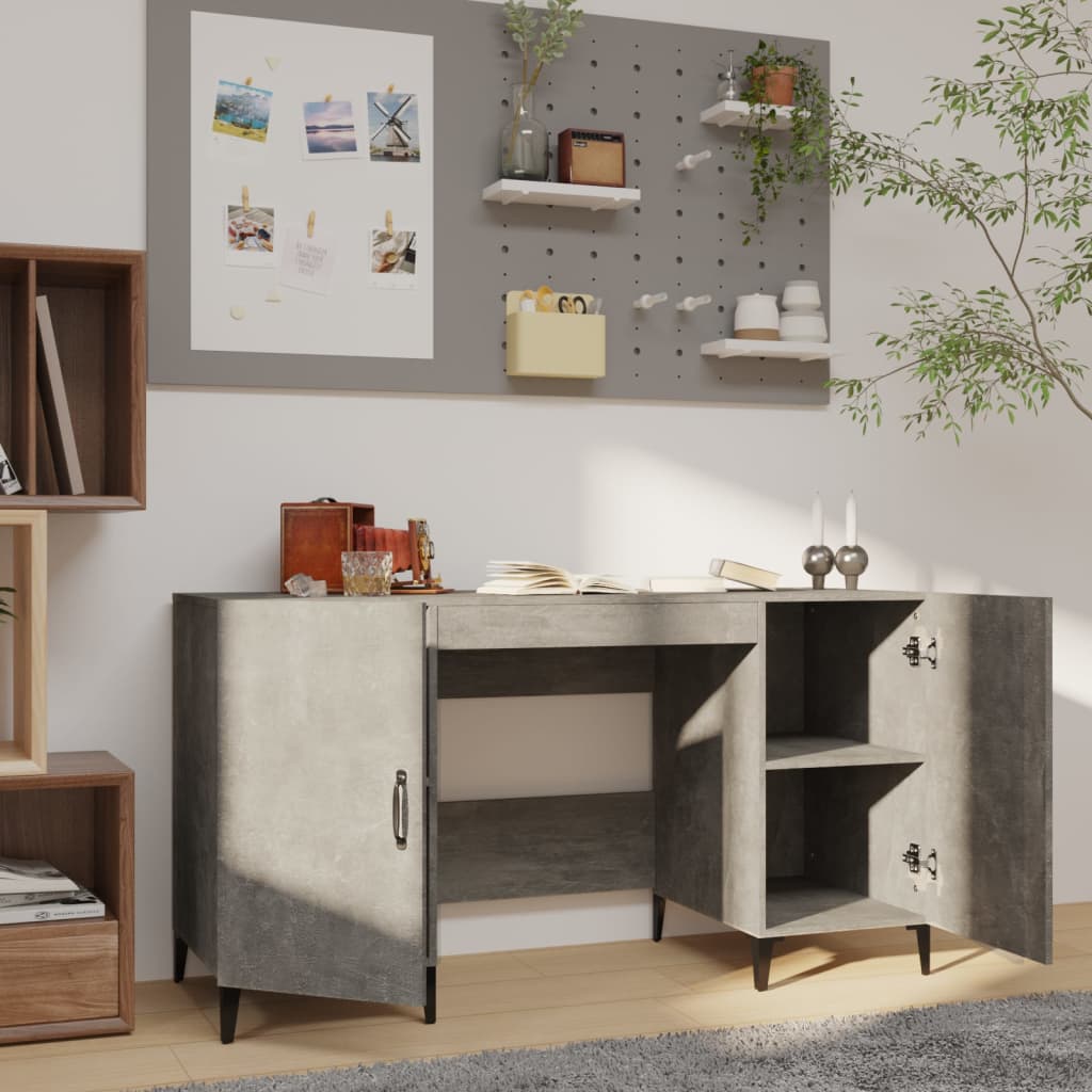 Desk Concrete Gray 140x50x75 cm Engineered Wood