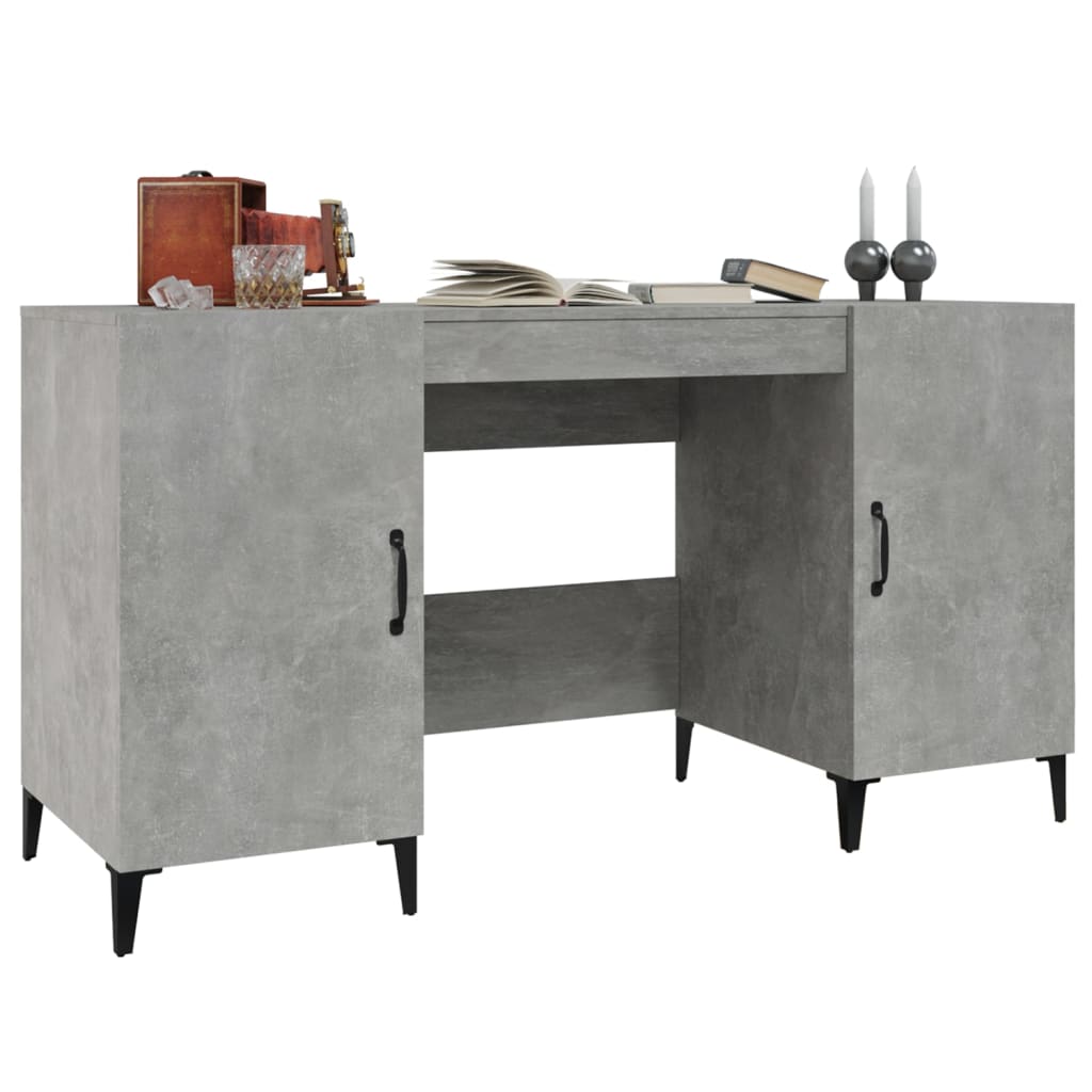 Desk Concrete Gray 140x50x75 cm Engineered Wood