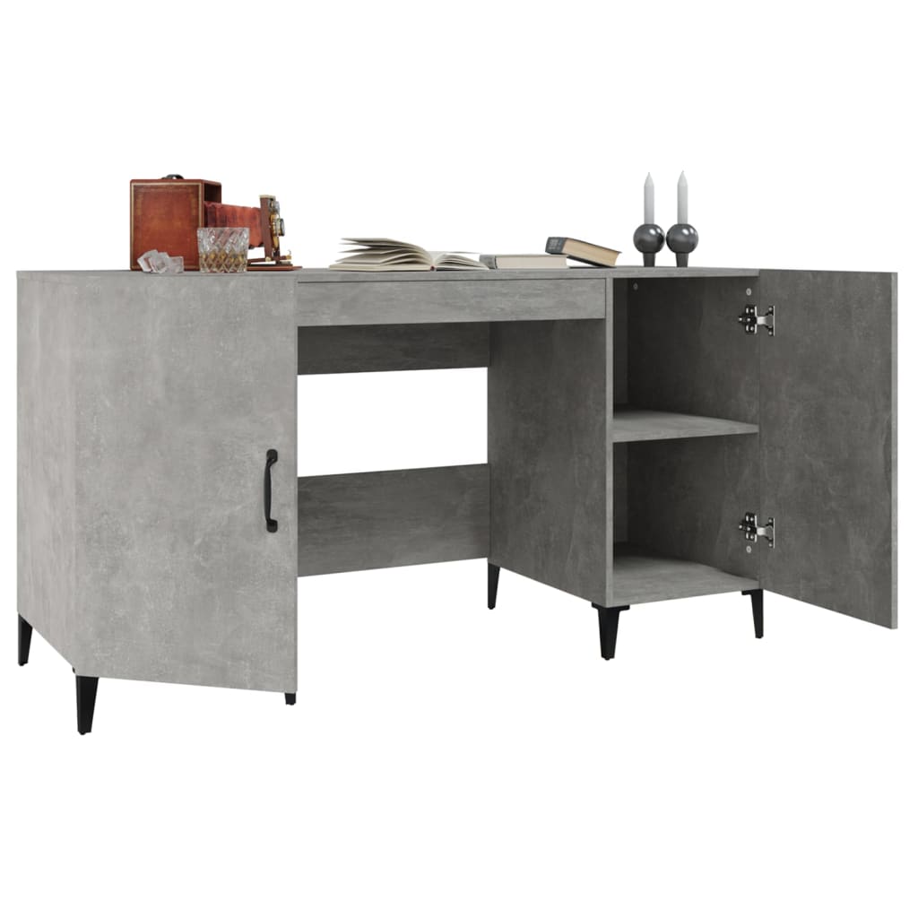 Desk Concrete Gray 140x50x75 cm Engineered Wood
