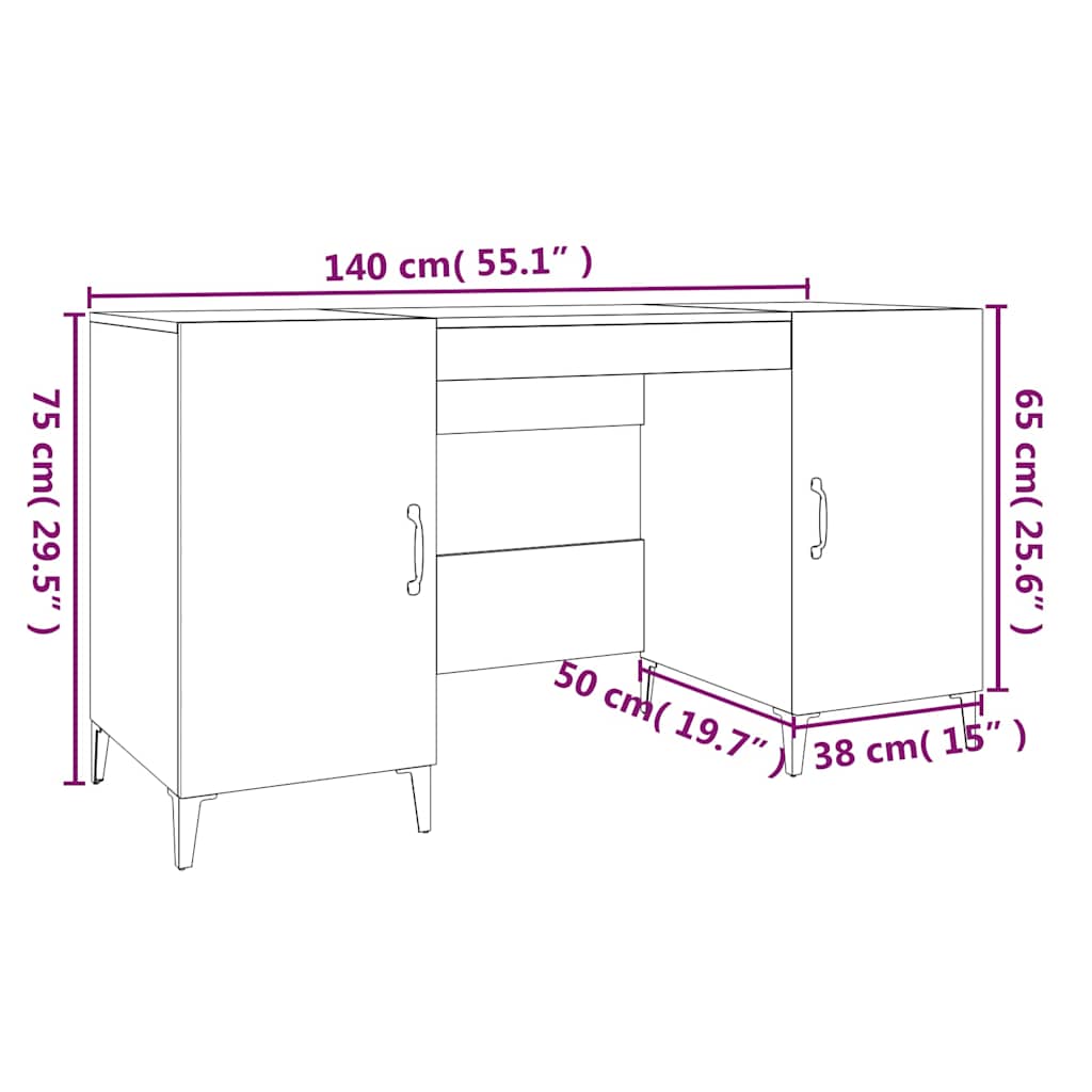 Desk Concrete Gray 140x50x75 cm Engineered Wood