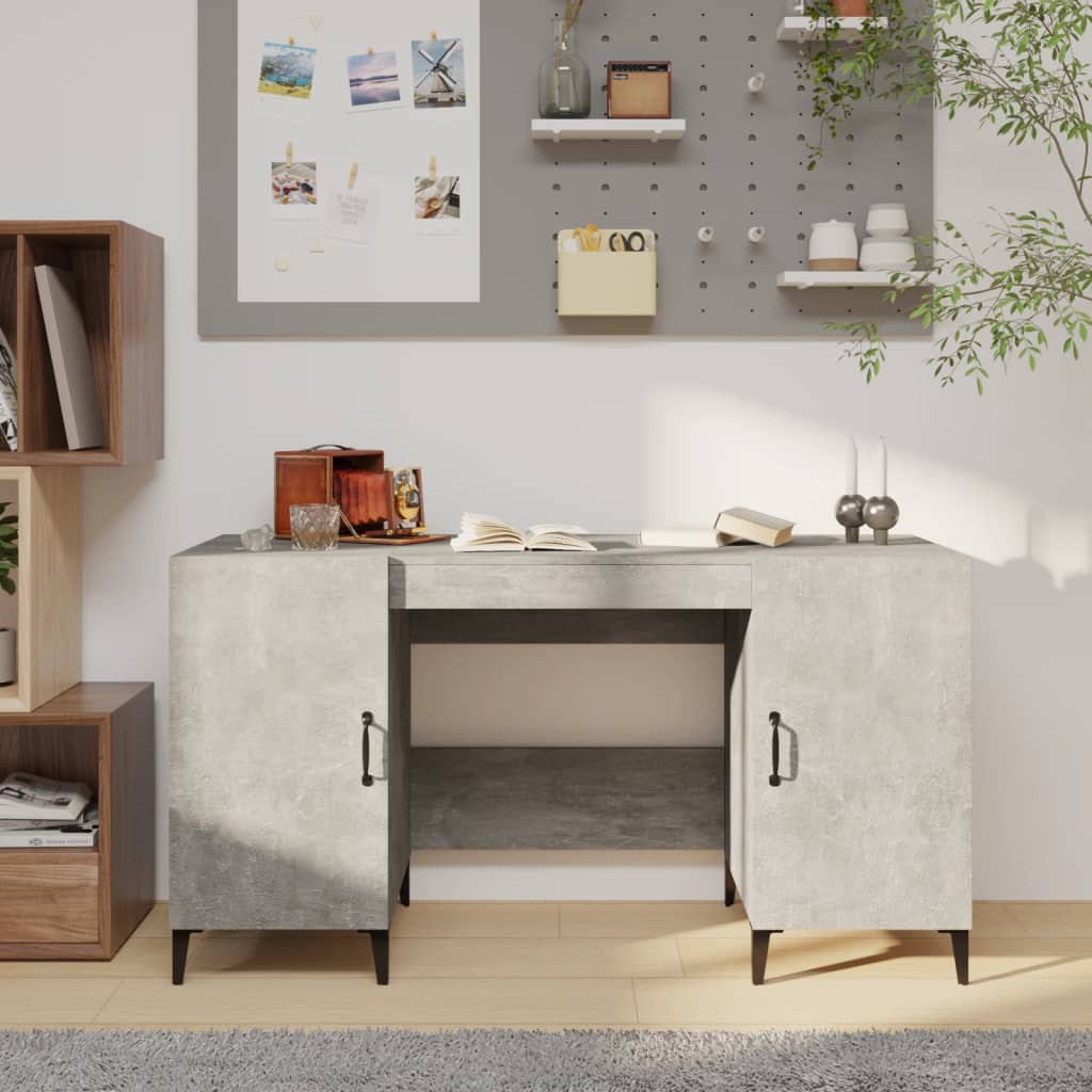Desk Concrete Gray 140x50x75 cm Engineered Wood