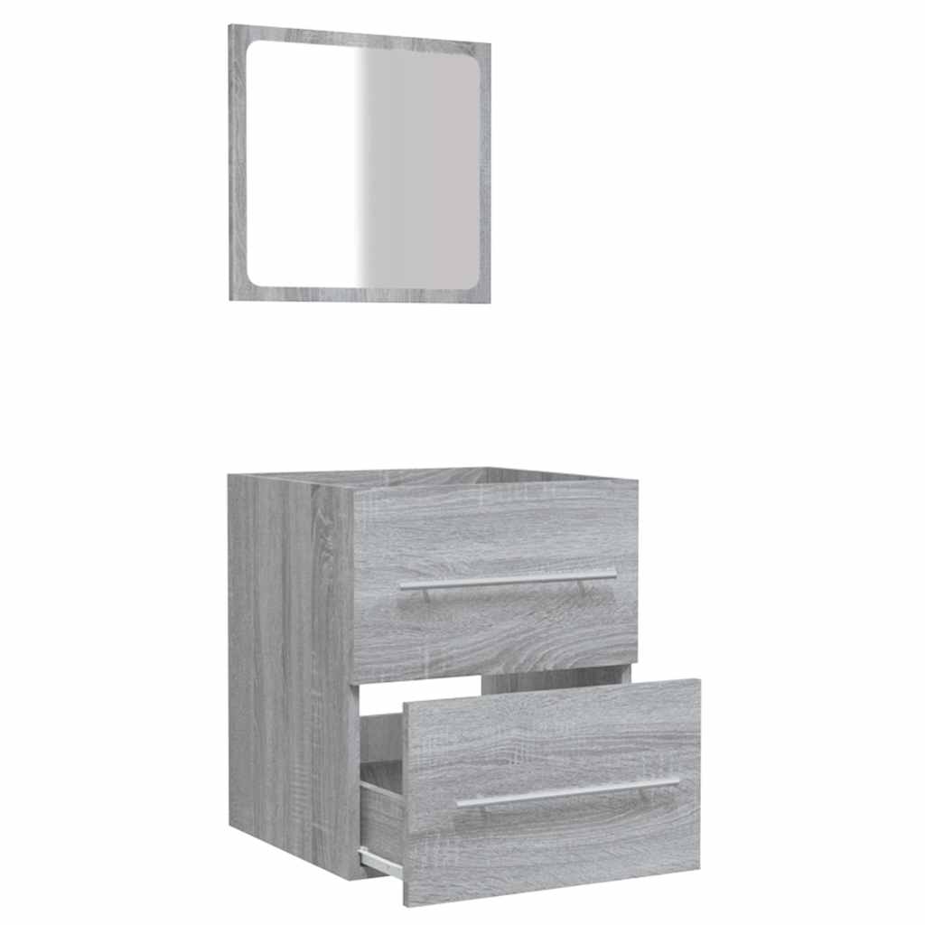 Badschrank mit Spiegel Grau Sonoma 41x38,5x48 cm