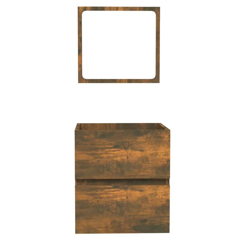 Badschrank mit Spiegel Räuchereiche Holzwerkstoff