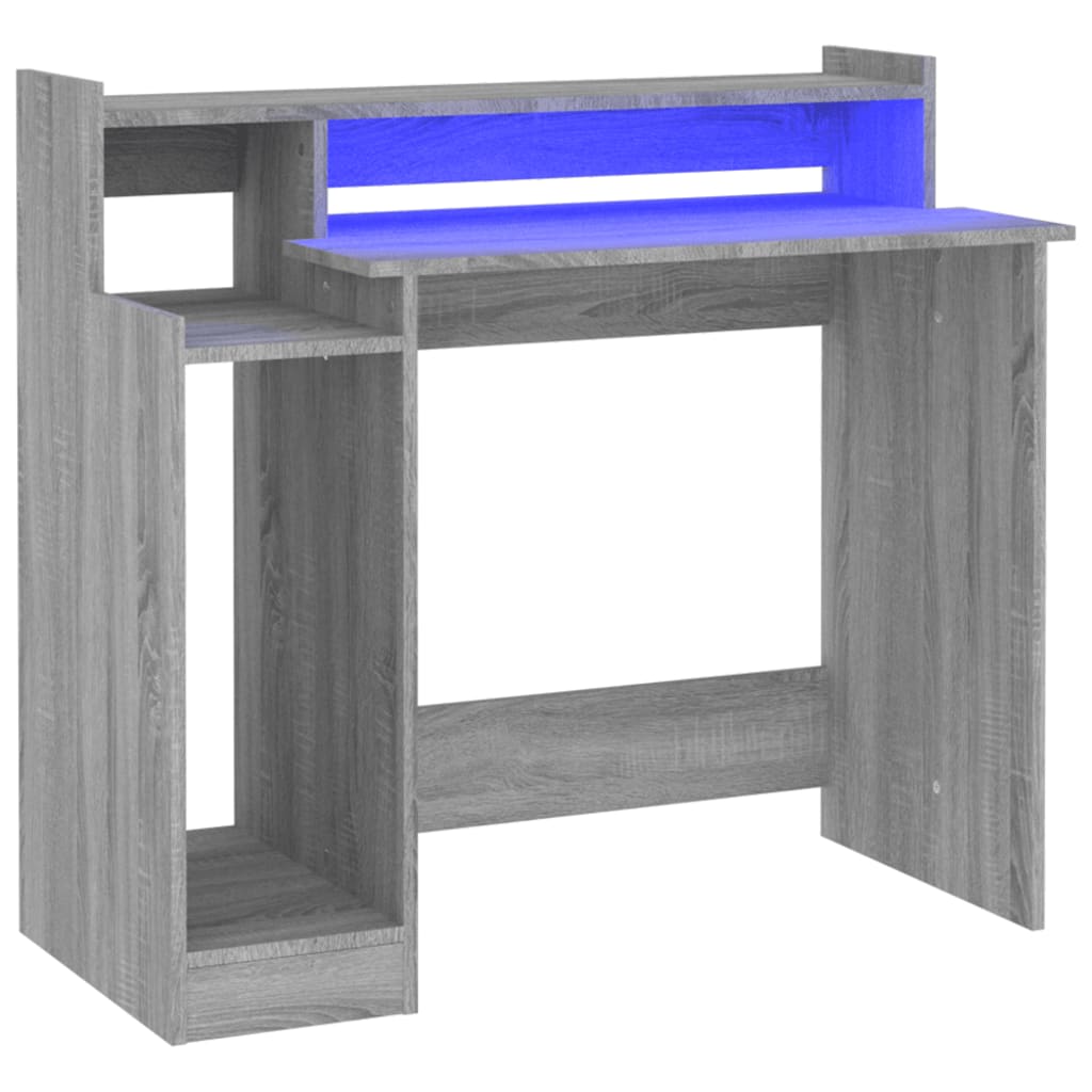 Desk with LEDs Gray Sonoma 97x45x90 cm Engineered Wood