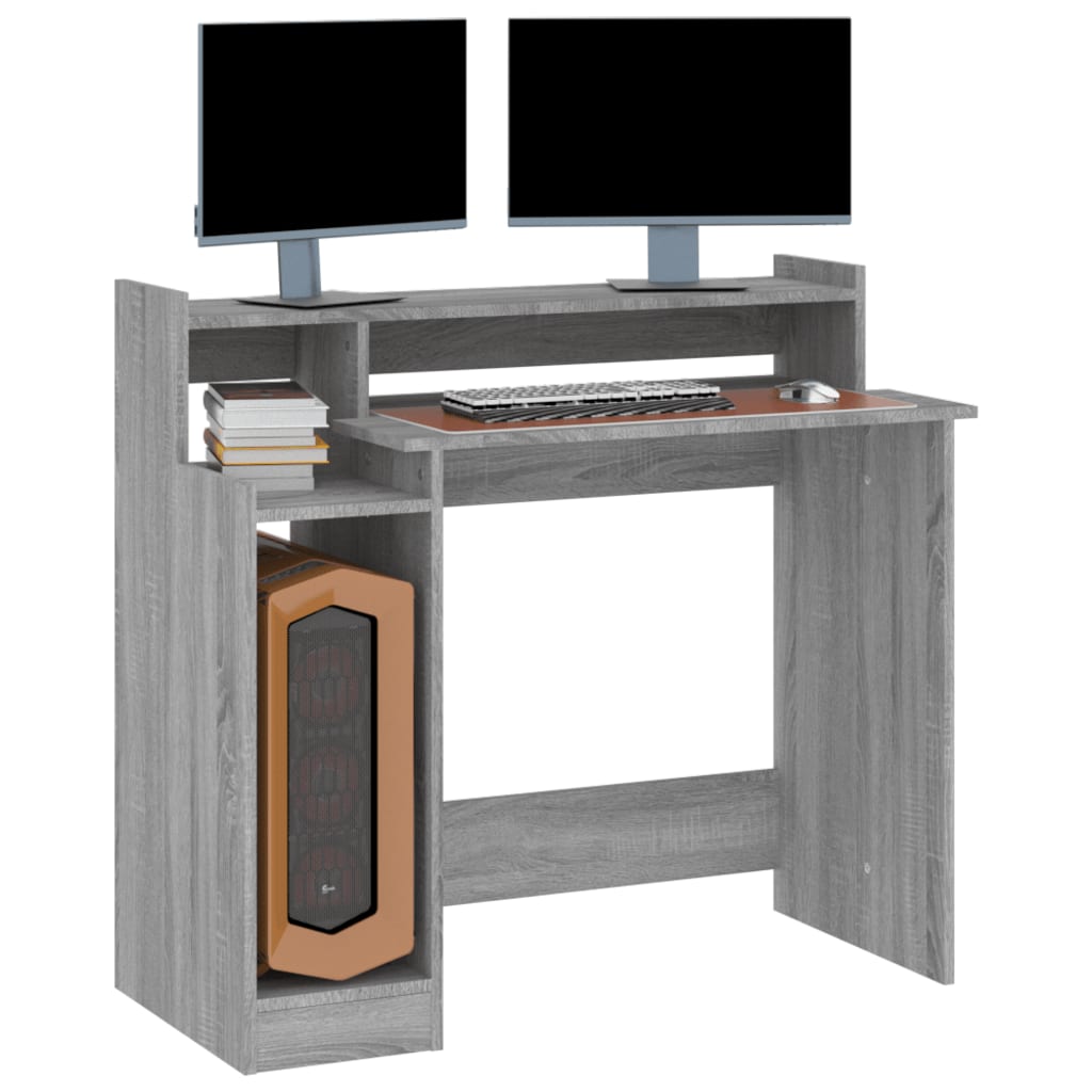 Desk with LEDs Gray Sonoma 97x45x90 cm Engineered Wood