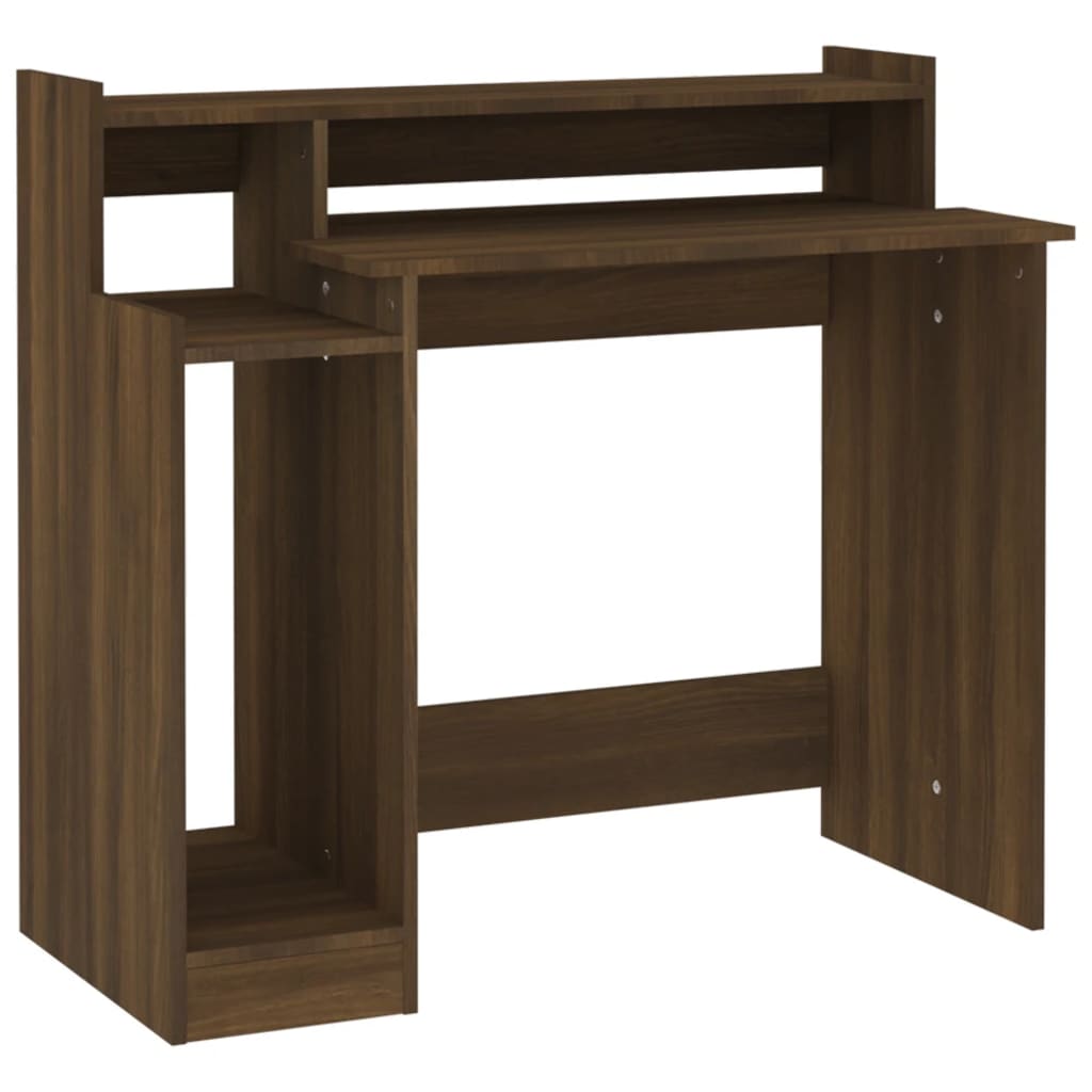 Bureau avec LED marron, aspect chêne 97x45x90 Bois d'ingénierie