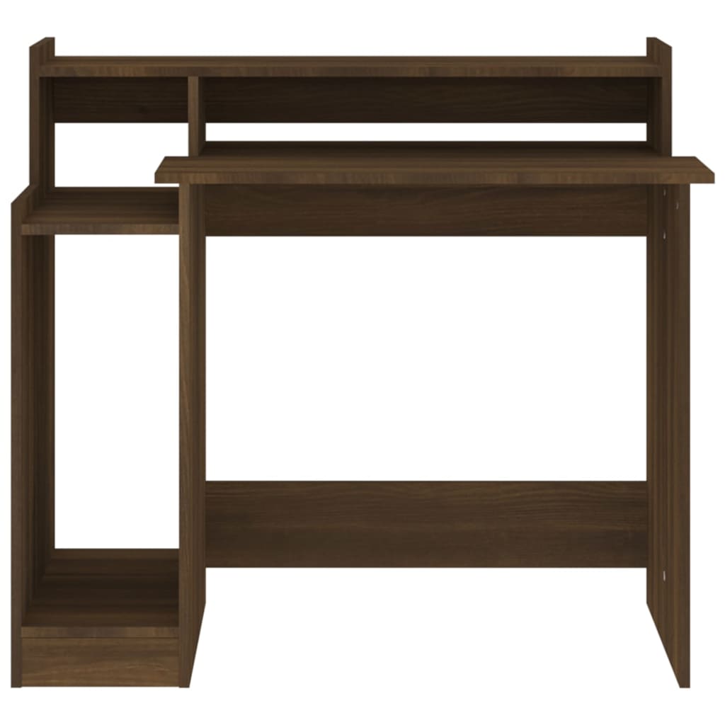 Bureau avec LED marron, aspect chêne 97x45x90 Bois d'ingénierie