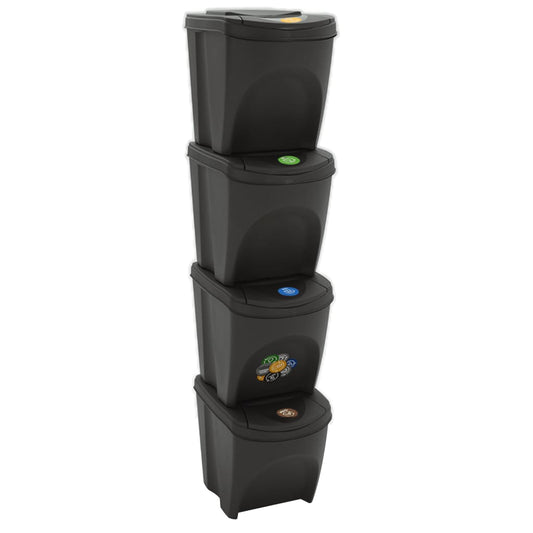 Stackable Bins 4 pcs. Grey 100 L Polypropylene