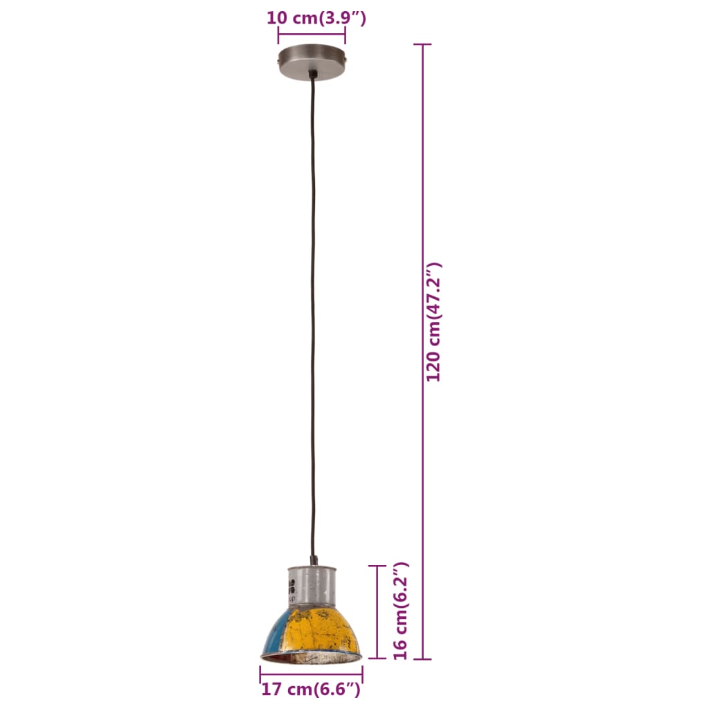 Industrial-style Pendant Lamp 25W Multicolor Round 17cm E27