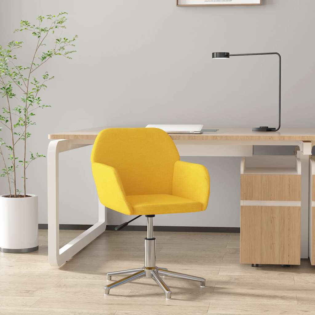 Swivel Office Chair Light Yellow Fabric